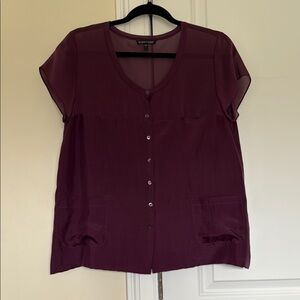 Eileen Fisher Purple Buttoned Relaxed Blouse
